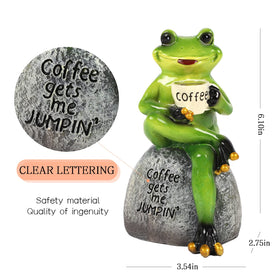 Raeasily frog decor resin statue on a tabletop adds whimsy to spaces.