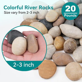 Rahato 2-3-inch aquarium rocks illustrating color changes when wet