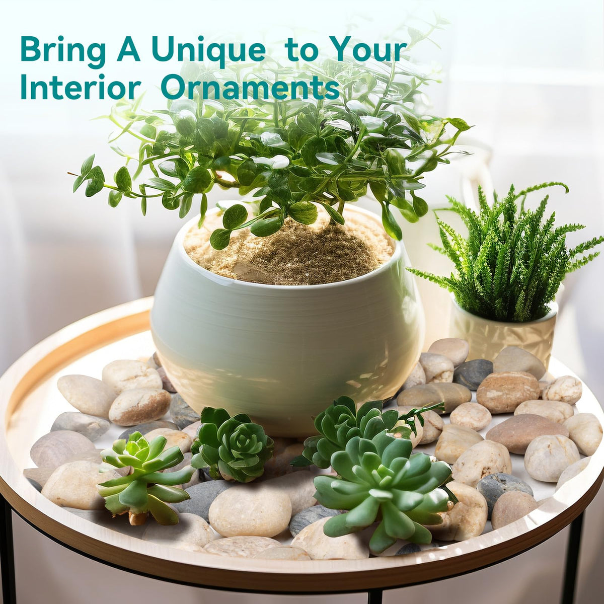 Rahato fairy garden stones in a whimsical tabletop display