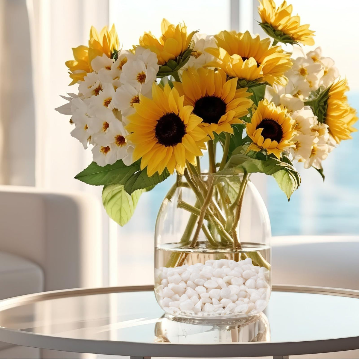 Rahato white pebbles for bamboo arrangements add elegant accents