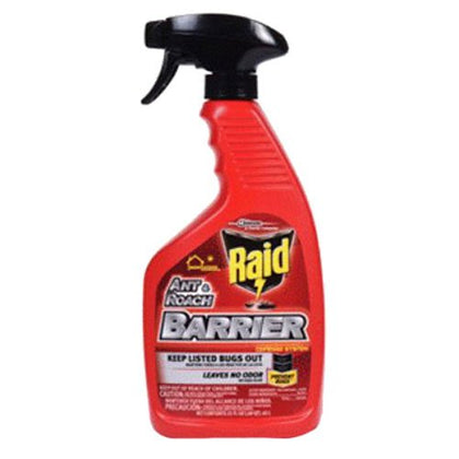 Raid Ant and Roach Barrier spray bottle for indoor and outdoor pest defense with no lingering odor