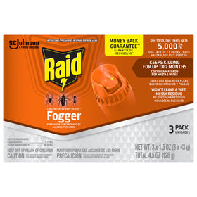 Raid Deep Reach Fogger close-up can label communicates concentrated action kills insects effectively