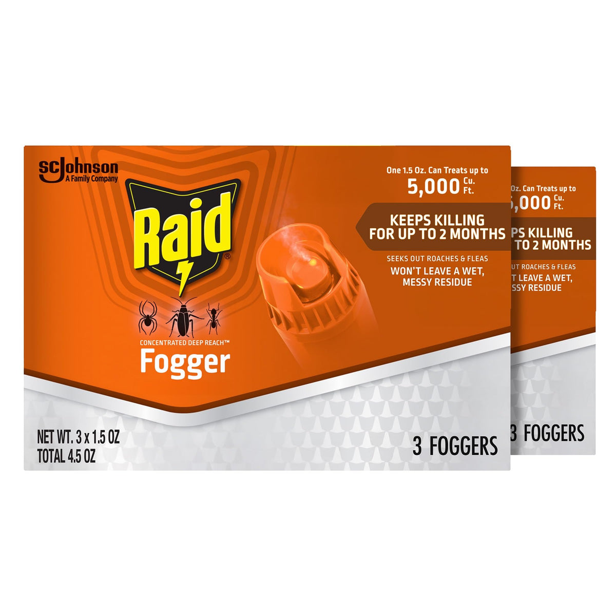 Raid Deep Reach Fogger front label shows powerful bug defense for a safer home