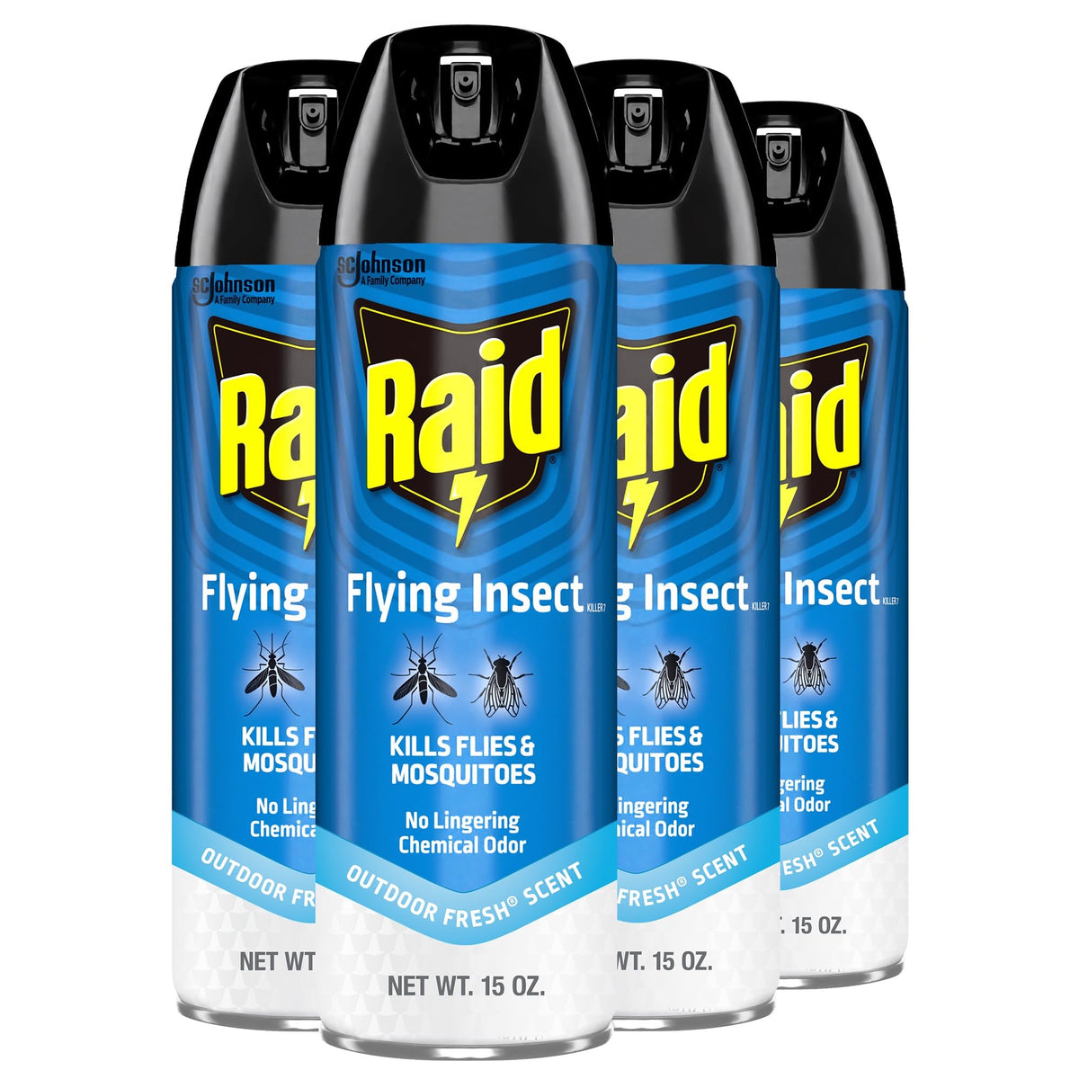 Raid Flying Insect Killer spray bottle ready for quick on-contact insect control.