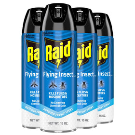Raid Flying Insect Killer spray bottle ready for quick on-contact insect control.