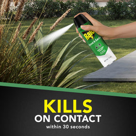 Raid House & Garden kills ants, roaches, and spiders on contact.