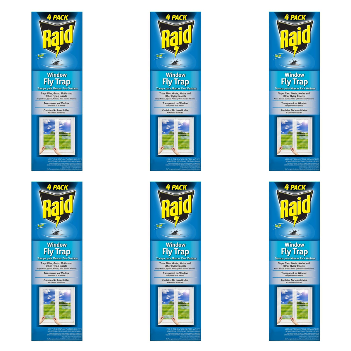 Raid window fly trap 6-pack on glass traps flies quietly without chemicals