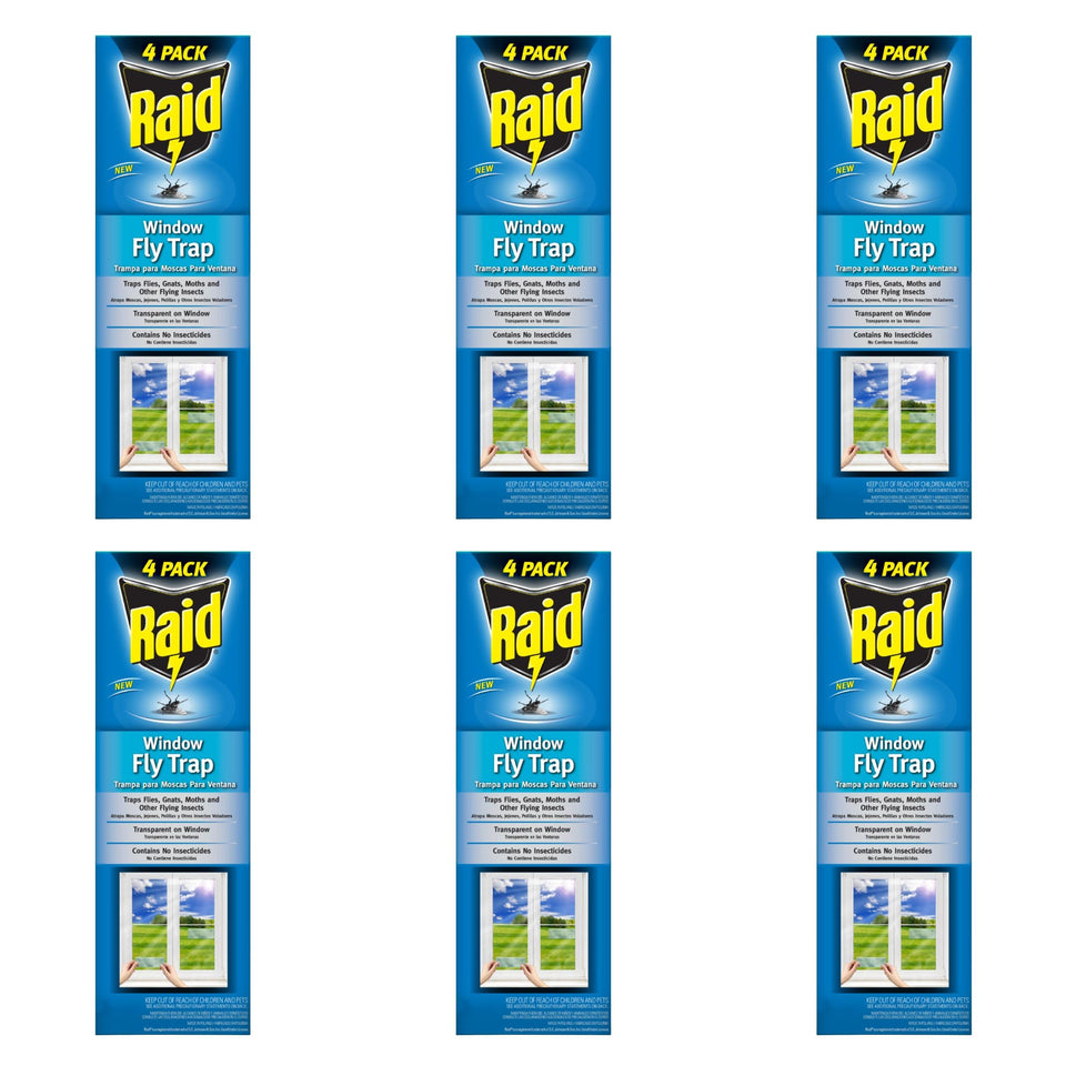Raid window fly trap 6-pack on glass traps flies quietly without chemicals
