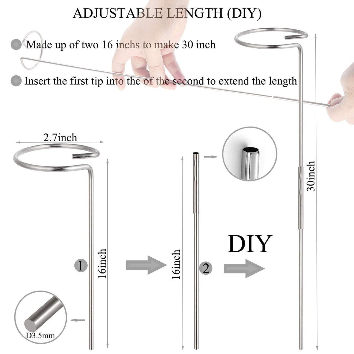 RAIKEDR two 16-inch sections form adjustable length for flexible setup