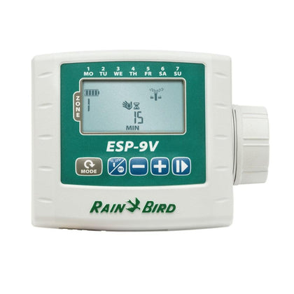 Rain Bird ESP-9V1 controller in rugged outdoor housing ensures reliable irrigation management