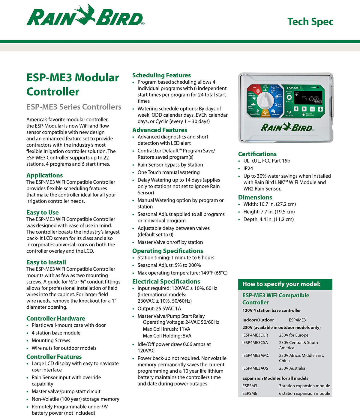 Rain Bird ESPME3 smartphone-app-control simplifies scheduling from anywhere