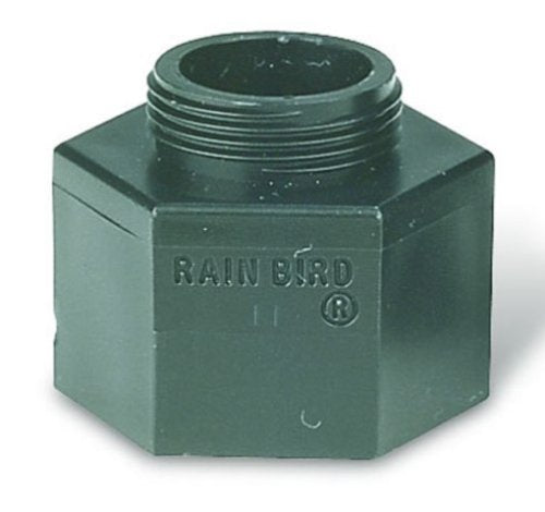 Rain Bird shrub adapter enables nozzle-to-riser connections for efficient shrub bed irrigation.