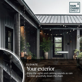 Rain Chains Direct gutter compatibility with standard holes for easy setup.