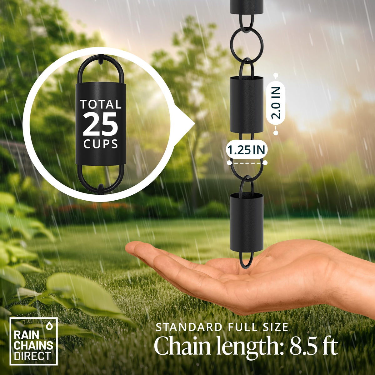 Rain Chains Direct installation is quick with the included hanging hook.