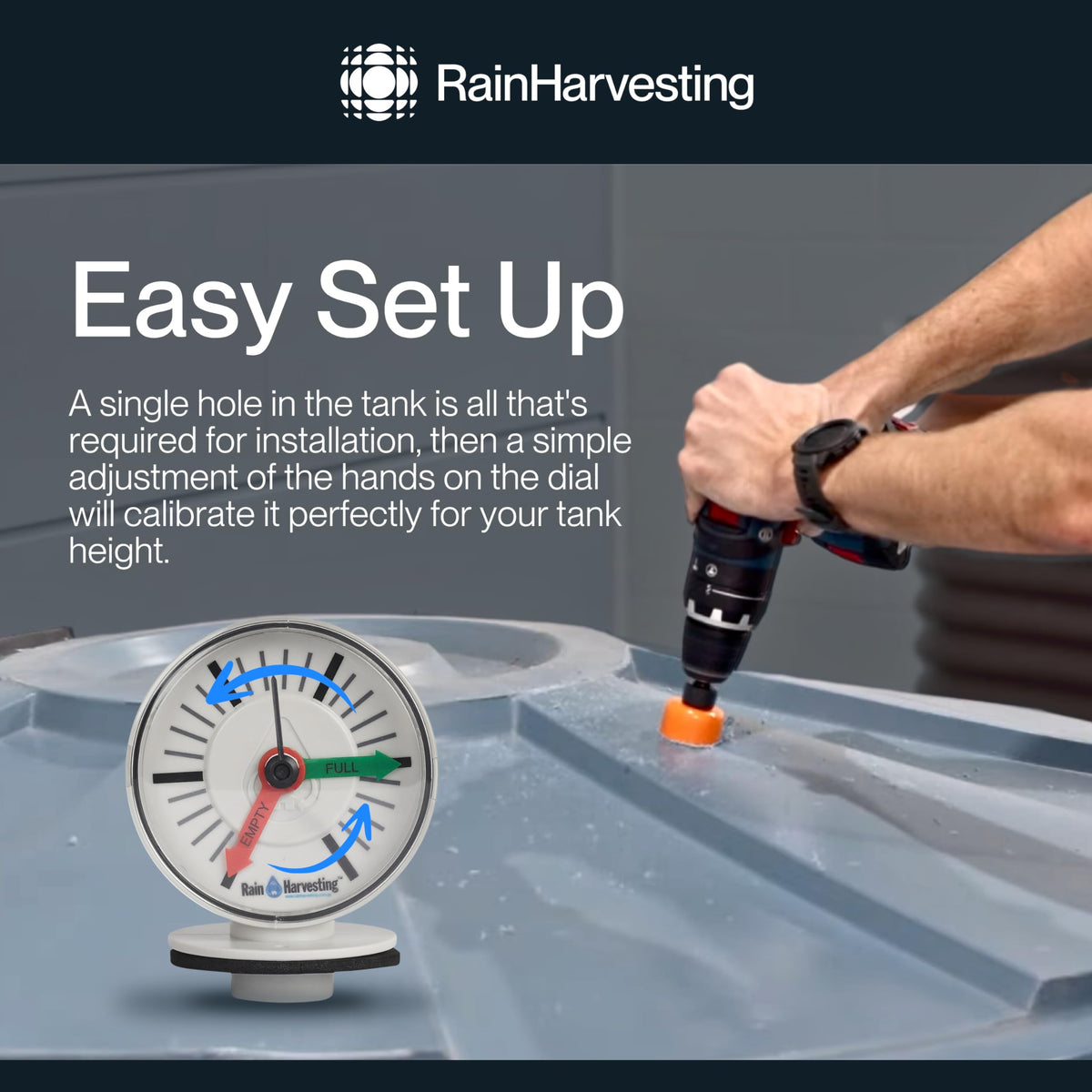 Installing the Tank Gauge through a single hole for simple setup.