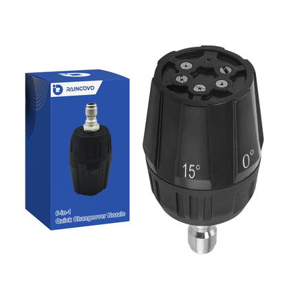 Raincovo 6-in-1 nozzle assembly enables quick spray pattern changes for versatile cleaning