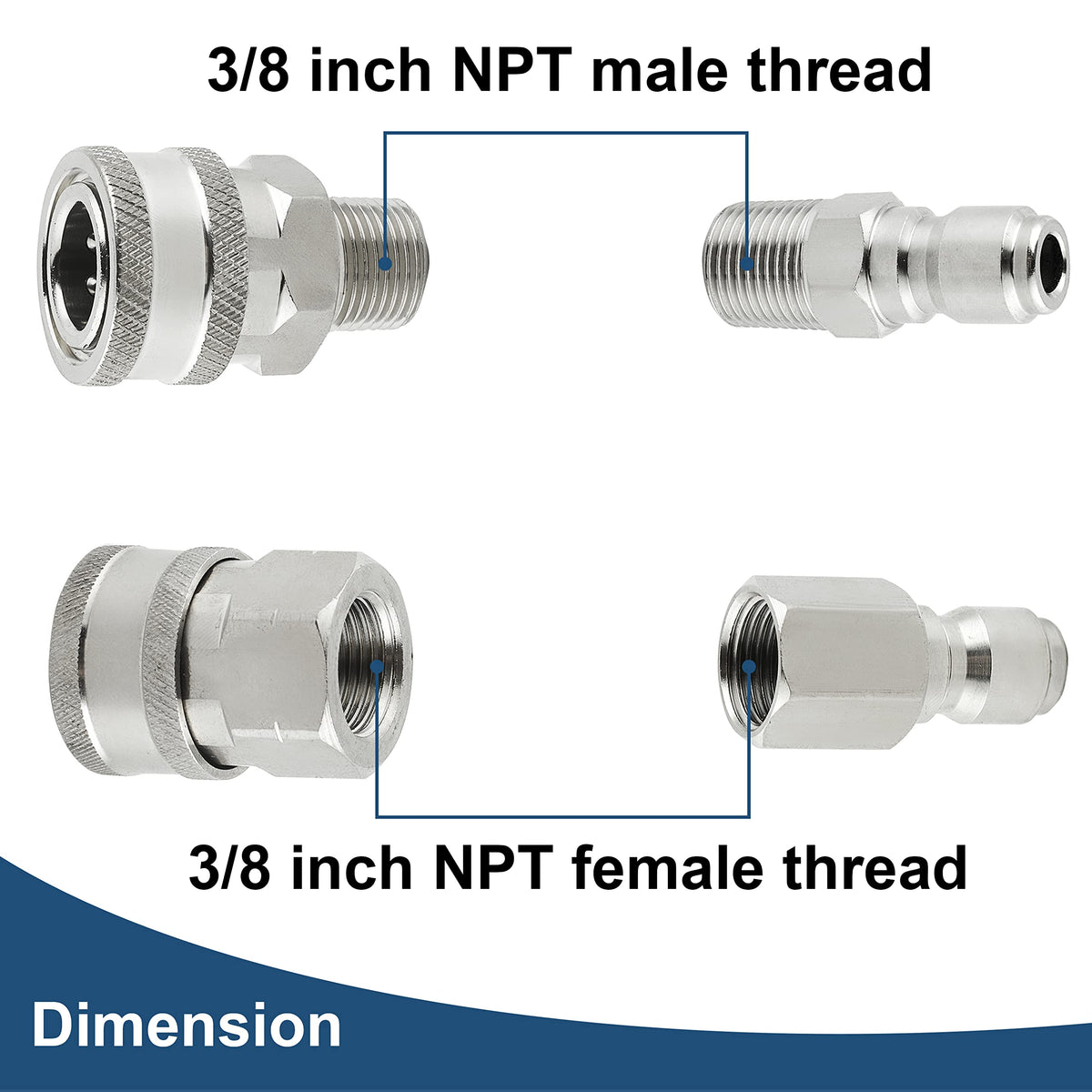 Raincovo female and male thread adapters demonstrating versatile connection options.