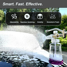 Raincovo foam cannon 1000ml bottle showcases mess-free pouring and clear visibility.