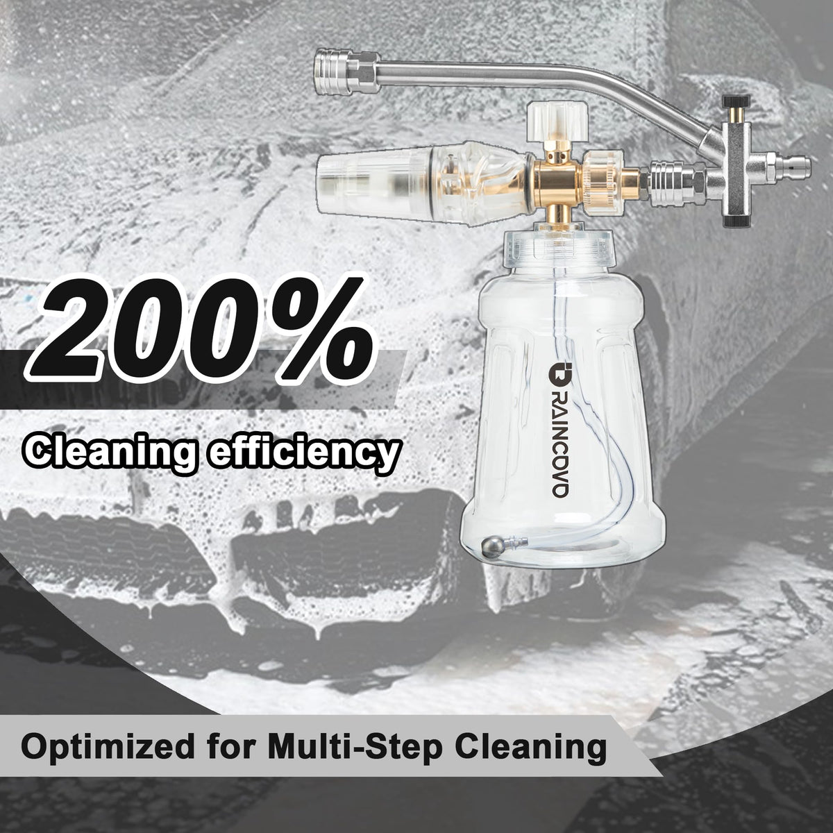 Raincovo foam cannon stainless-steel filter provides durable, corrosion-resistant filtration.