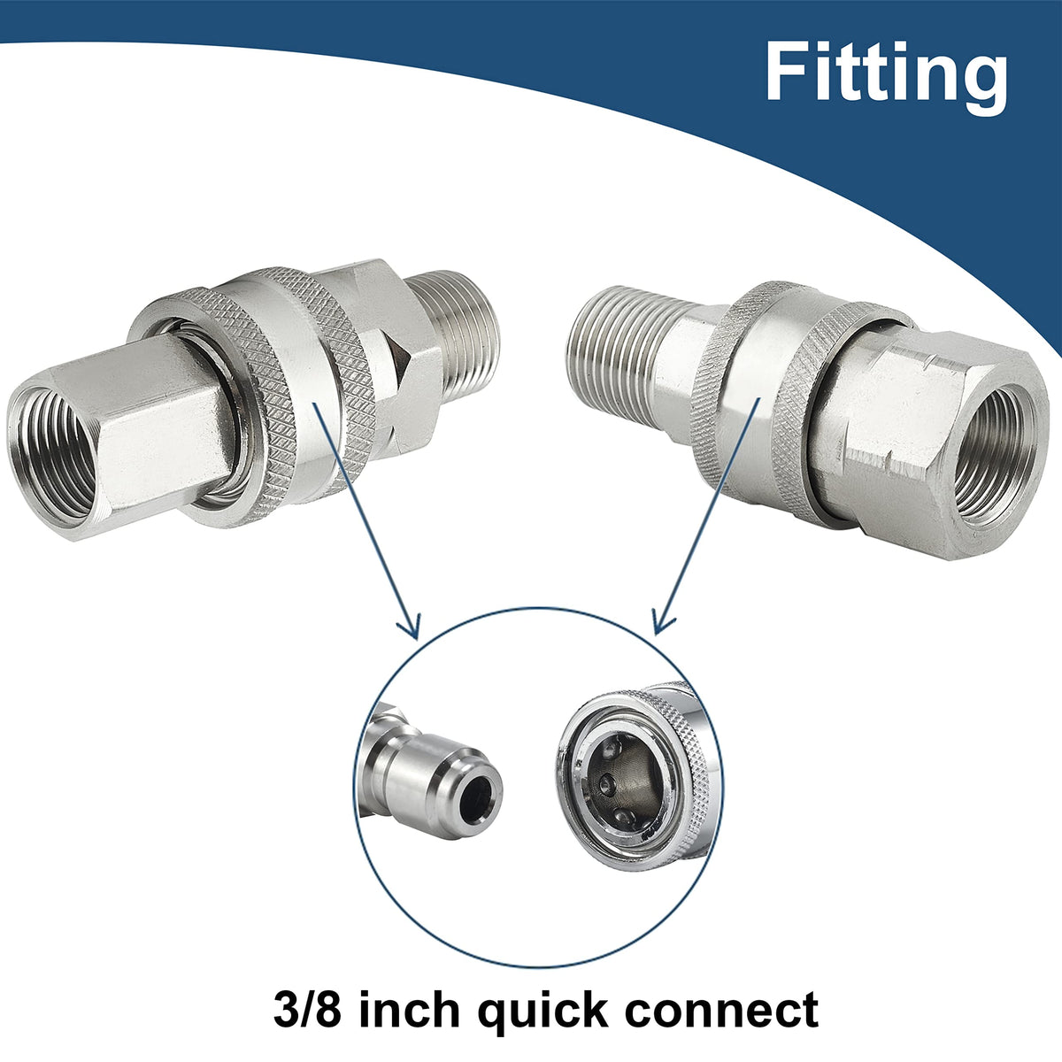 Raincovo stainless steel adapter set shown with polished finish for durability.