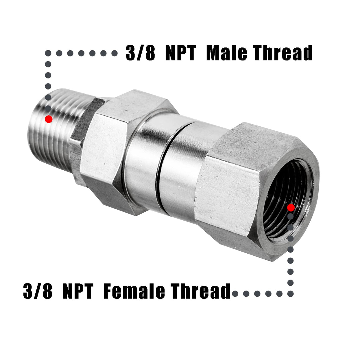 Raincovo 3/8-inch NPT fitting ensuring precise, leak-free hose and gun connections