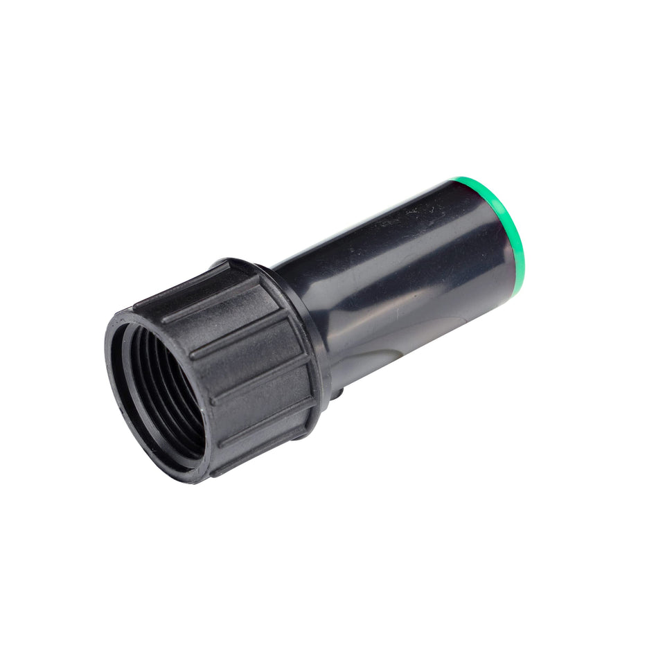 Raindrip compression swivel adaptor connects 1/2 in tubing to 3/4 in MPT for drip irrigation