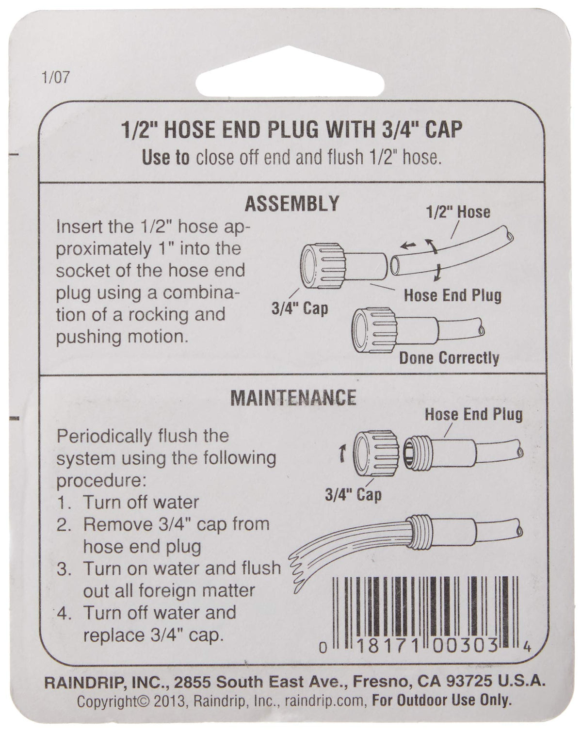 Raindrip R303CT compression ring provides watertight fit on 1/2-inch tubing.