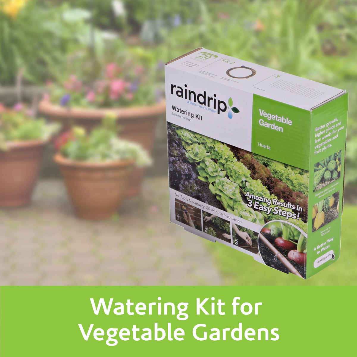 Raindrip emitters spaced 12 inches for precise plant hydration