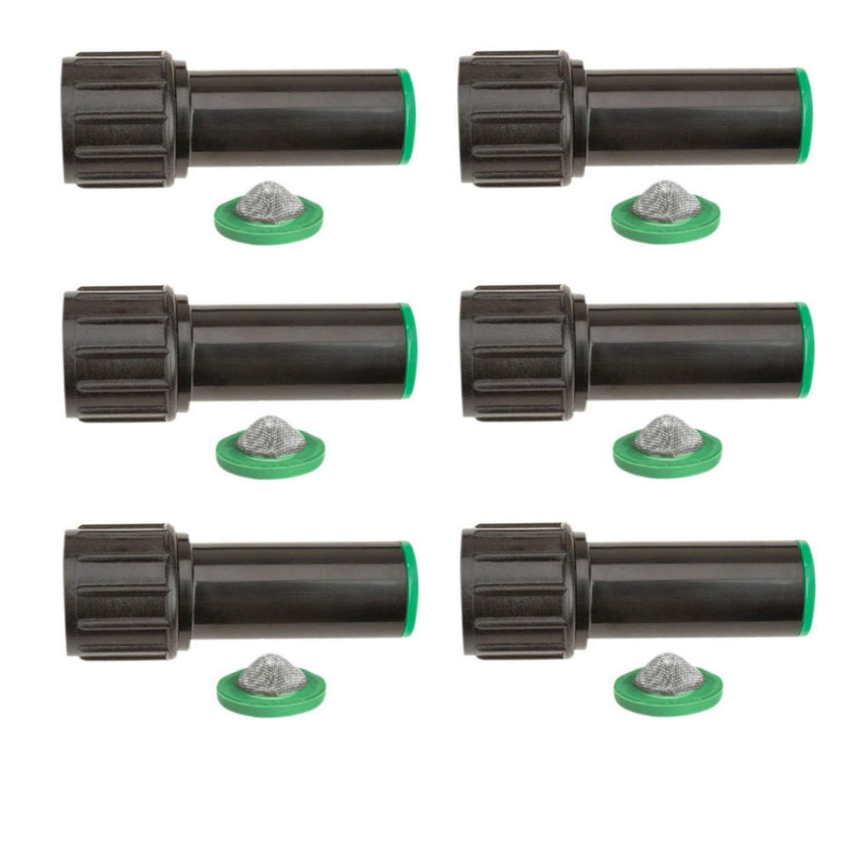 Raindrip swivel adaptor with washer for easy 3/4 in hose-to-1/2 in compression irrigation connections.