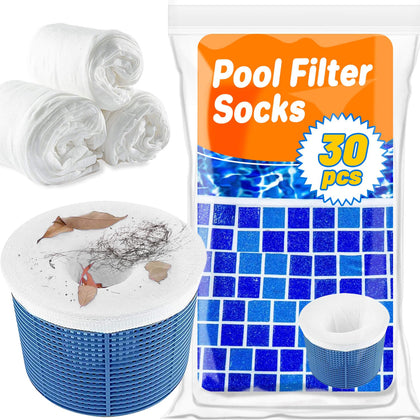 RAINFLOW pool skimmer socks installed inside the basket protecting the filtration system.