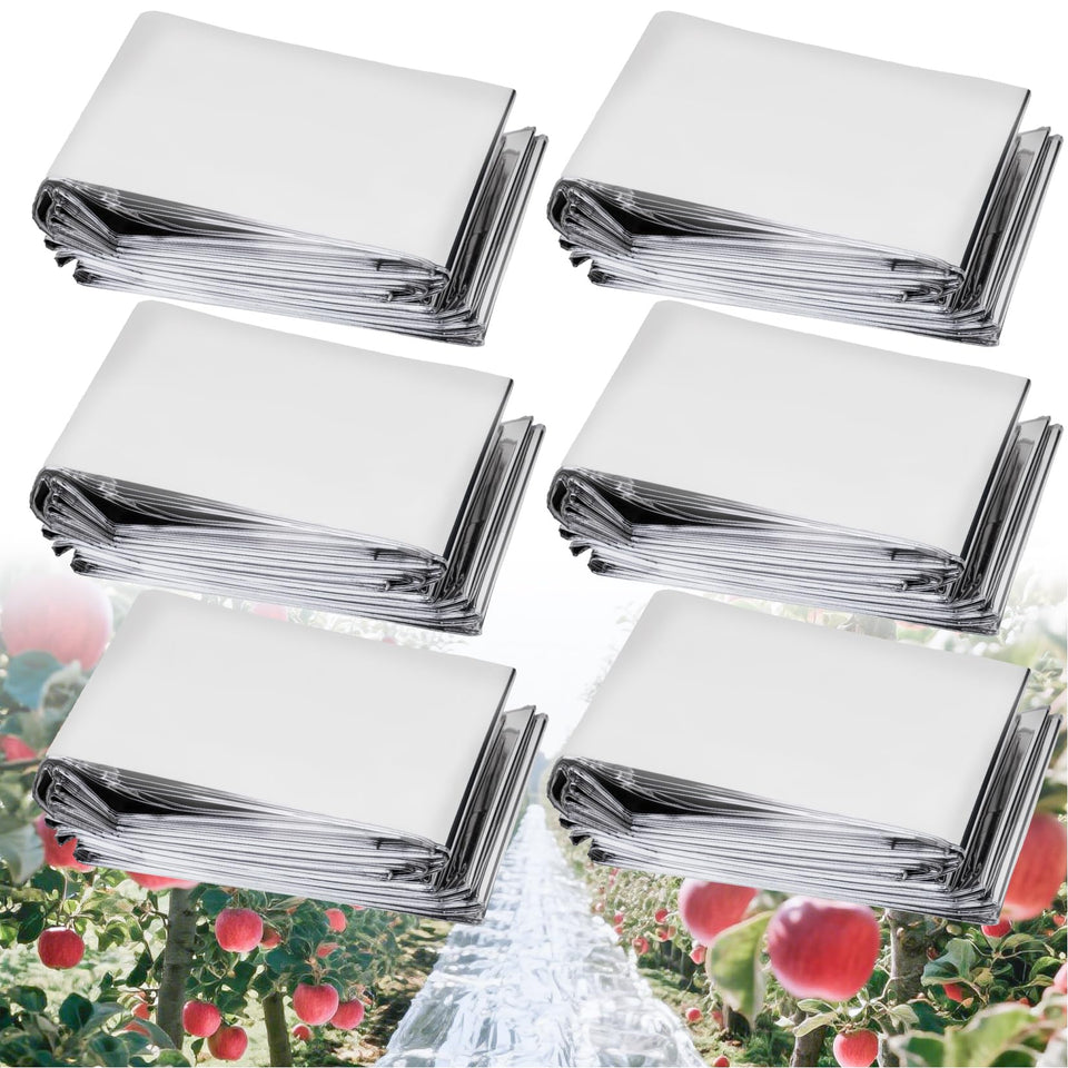 RAINFLOW six-pack reflective film sheets ready for greenhouse use and plant care.