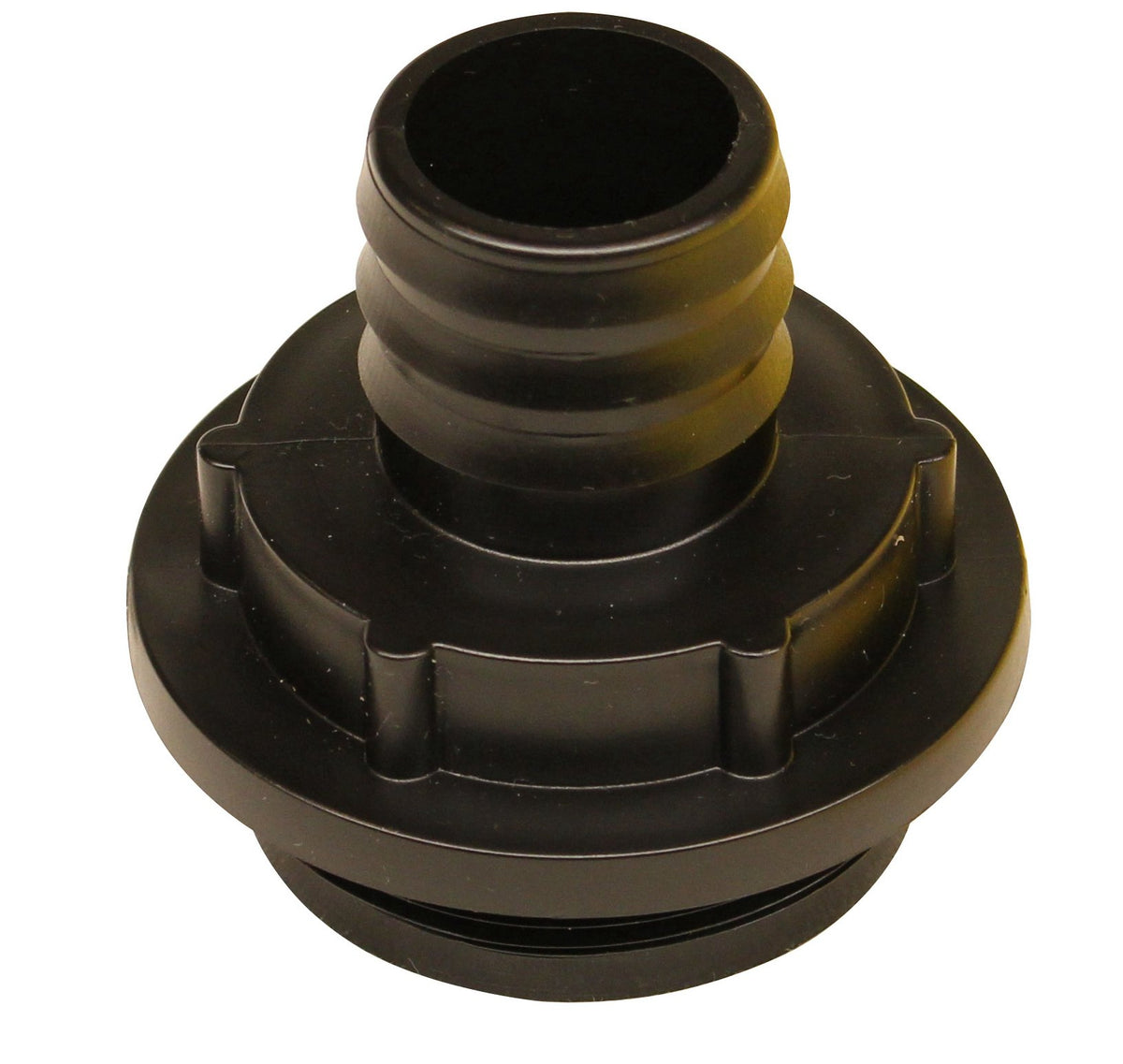 RainPal RBI125F shows 1-1/4in barbed fitting for easy hose attachment.