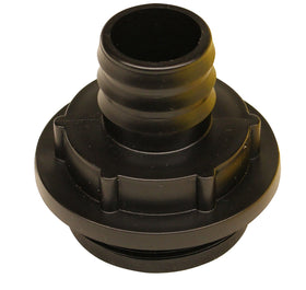 RainPal RBI125F shows 1-1/4in barbed fitting for easy hose attachment.