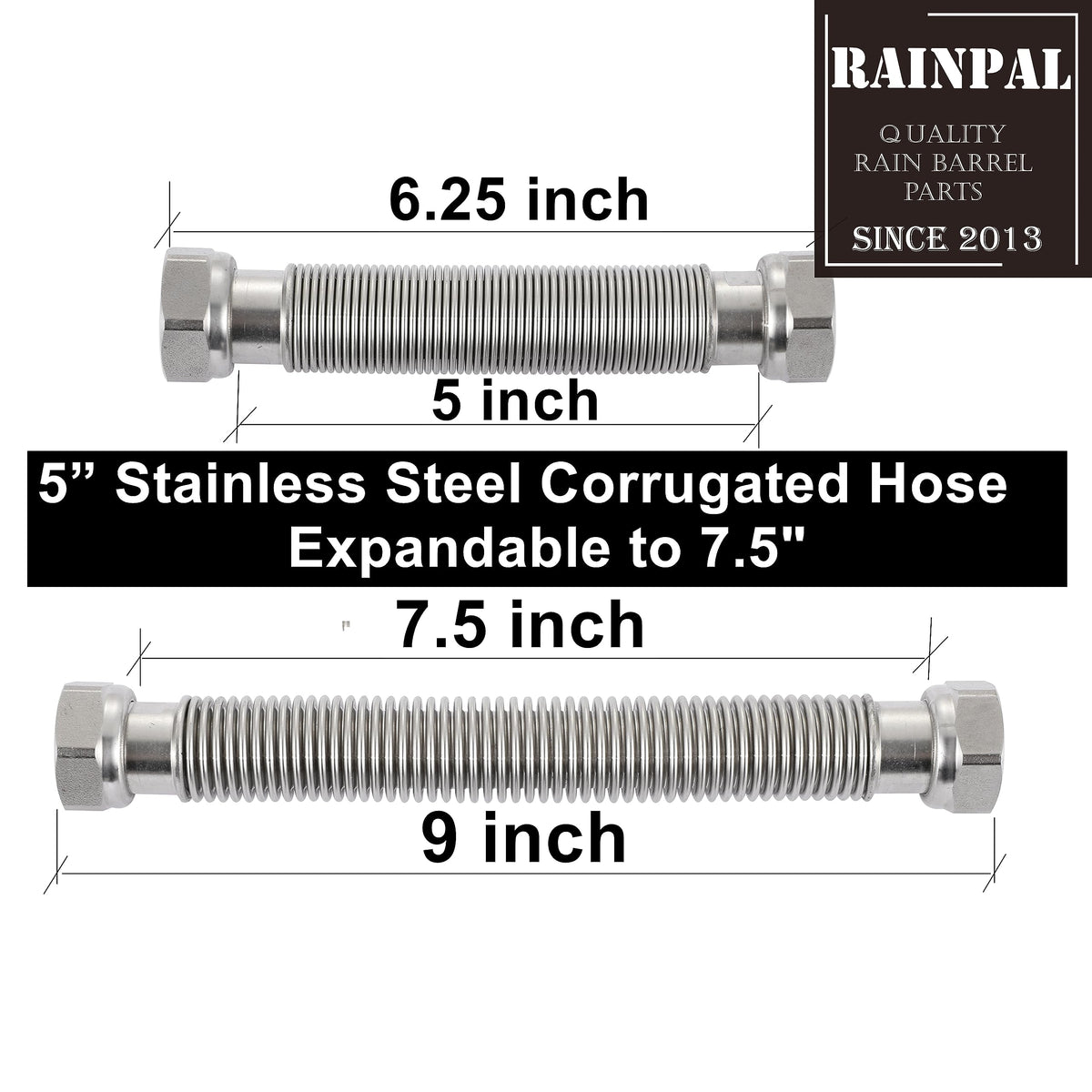 RAINPAL RBLSS5 two SS304 fittings enable sturdy barrel connections