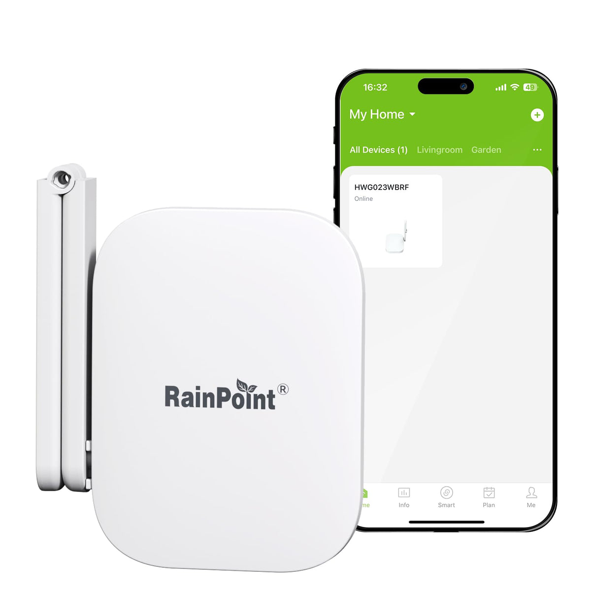 RainPoint Antenna Gateway extends coverage range for reliable irrigation control.