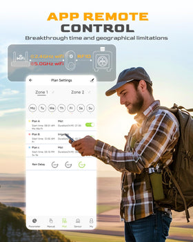 RAINPOINT app control enables remote irrigation management.