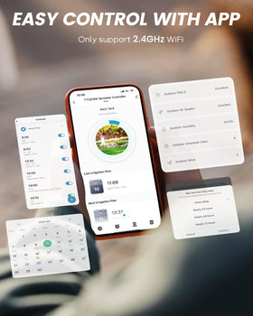 App remote control interface enables watering from anywhere.