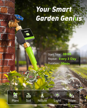 RAINPOINT auto-scheduling shows monthly adjustments and smart recommendations for plant-friendly watering.