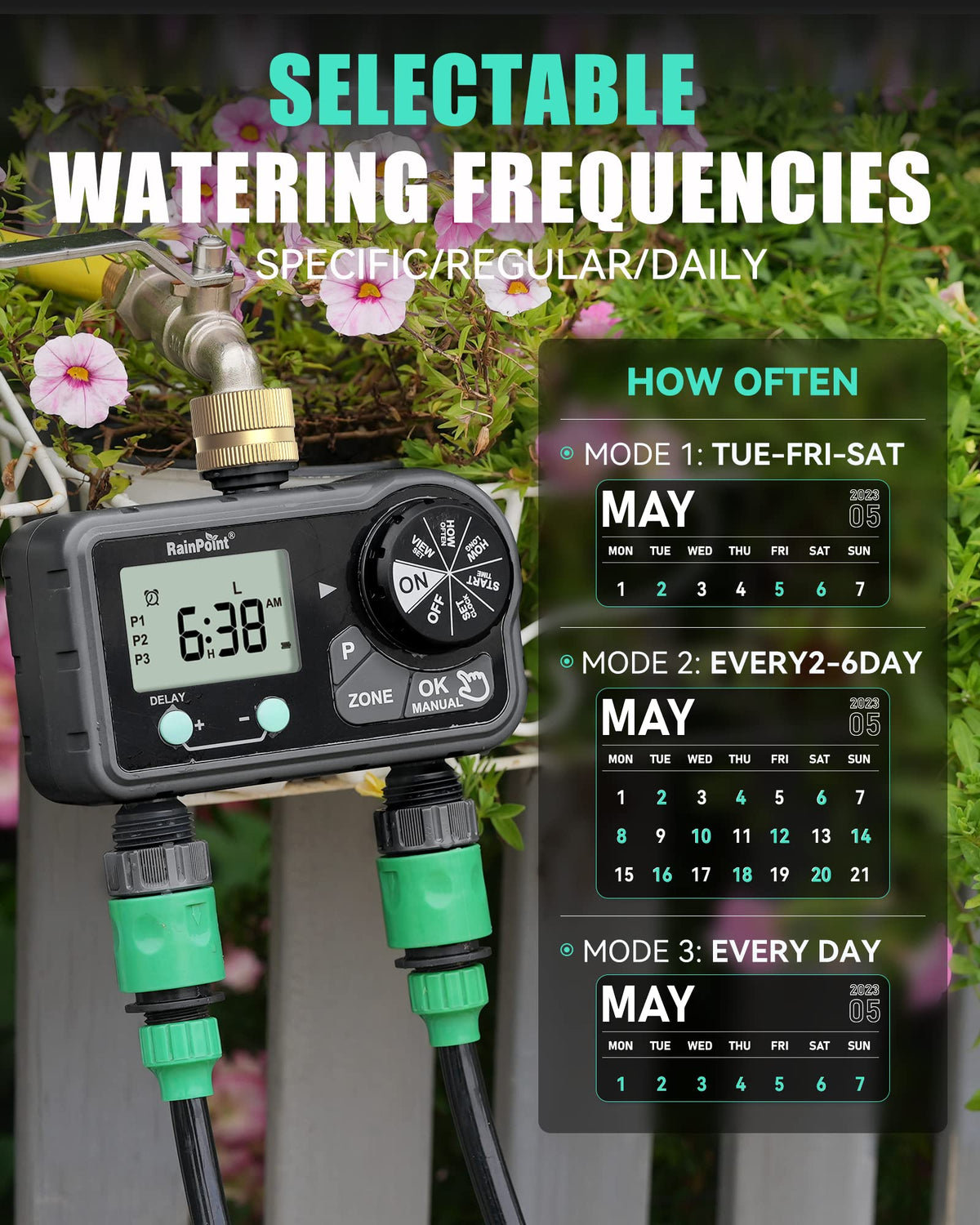 RAINPOINT timer with dual outlets and quick irrigation control
