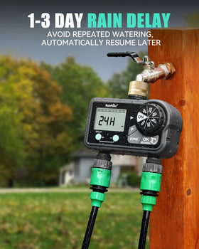 RAINPOINT sprinkler timer rain delay feature postpones watering