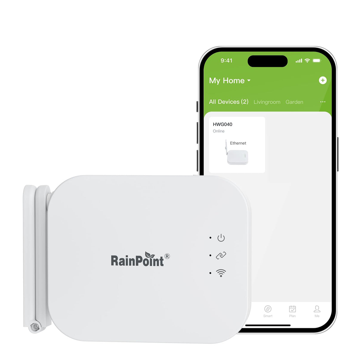 RAINPOINT Ethernet Gateway front view shows compact design for reliable outdoor connectivity.