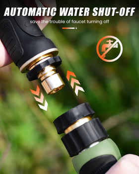 RAINPOINT flow-stop connector allows turning off water at the nozzle