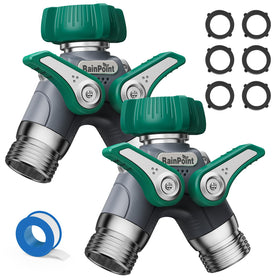 RAINPOINT garden hose splitter 2-way full-flow valve enables efficient watering.