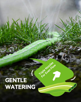 RAINPOINT stakes keep the hose stable for directed spray in beds.