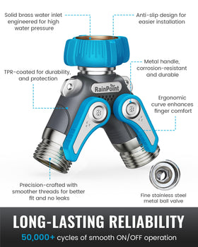 RAINPOINT hose splitter dual outlets with shutoff valves for precise control