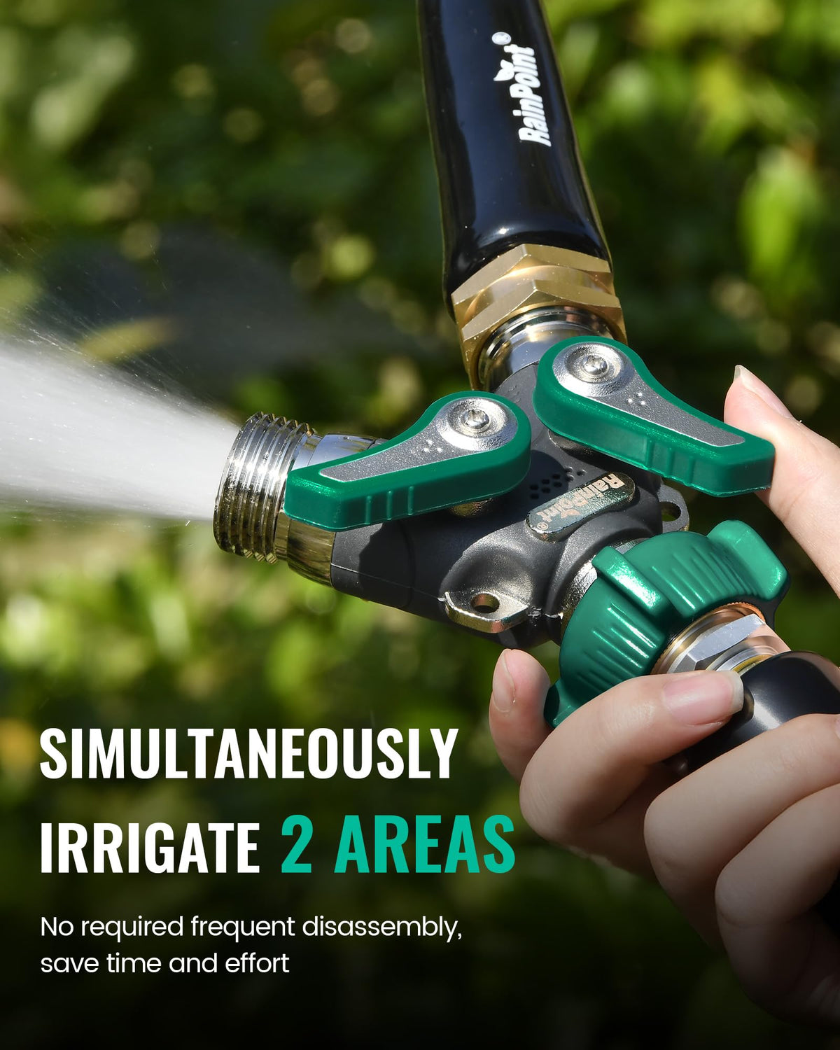 RAINPOINT 1.8 inch extended handle shows smooth water flow adjustment.