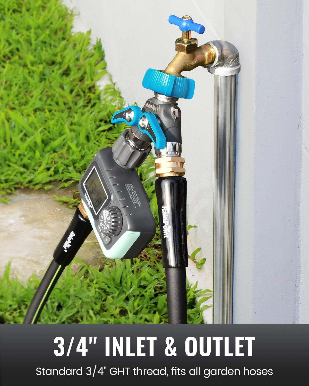 RAINPOINT leak proof dual outlets prevent leaks during gardening