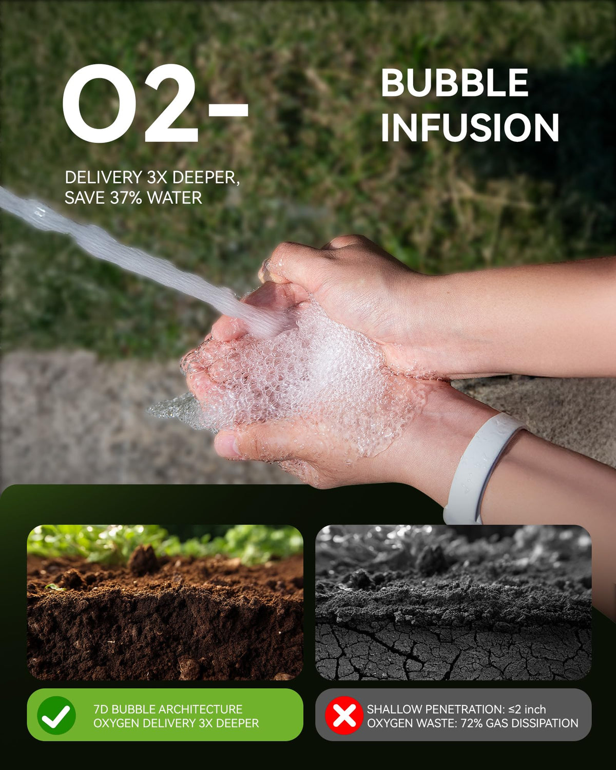 Rainpoint hose sprayer center spray for precise edge coverage