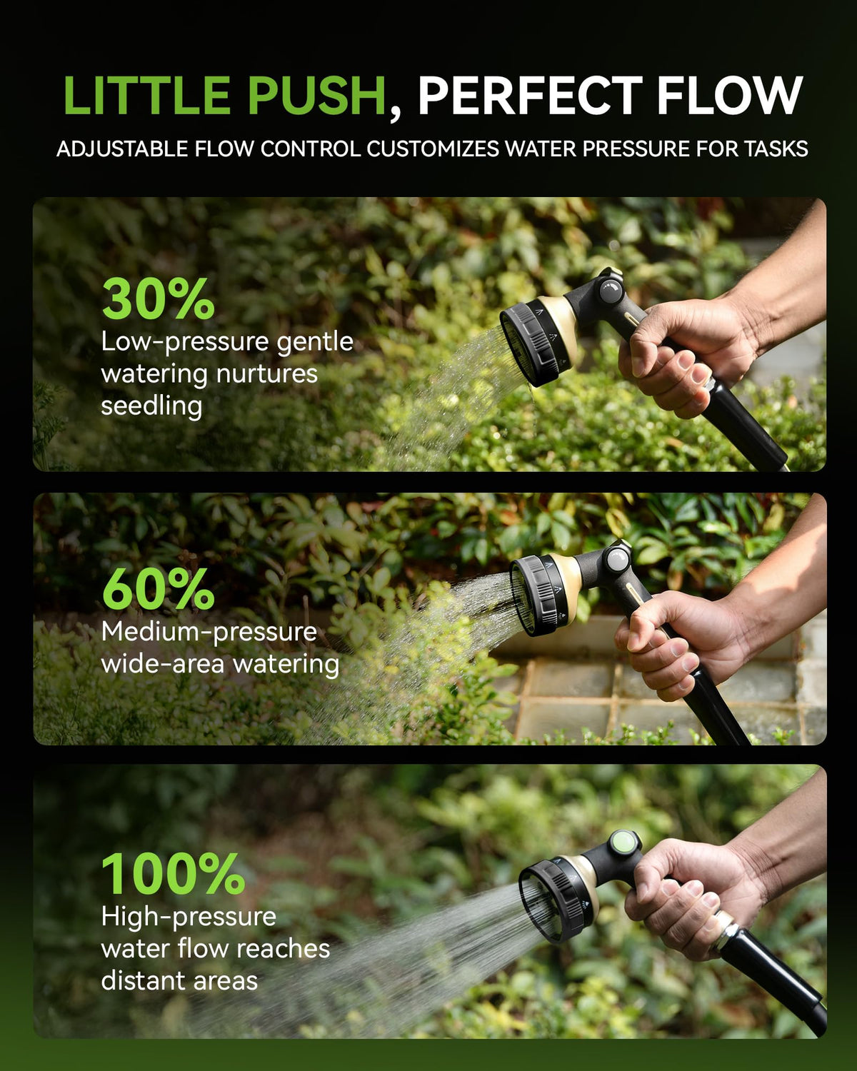 Rainpoint hose sprayer shower mode gentle rinse for delicate blooms