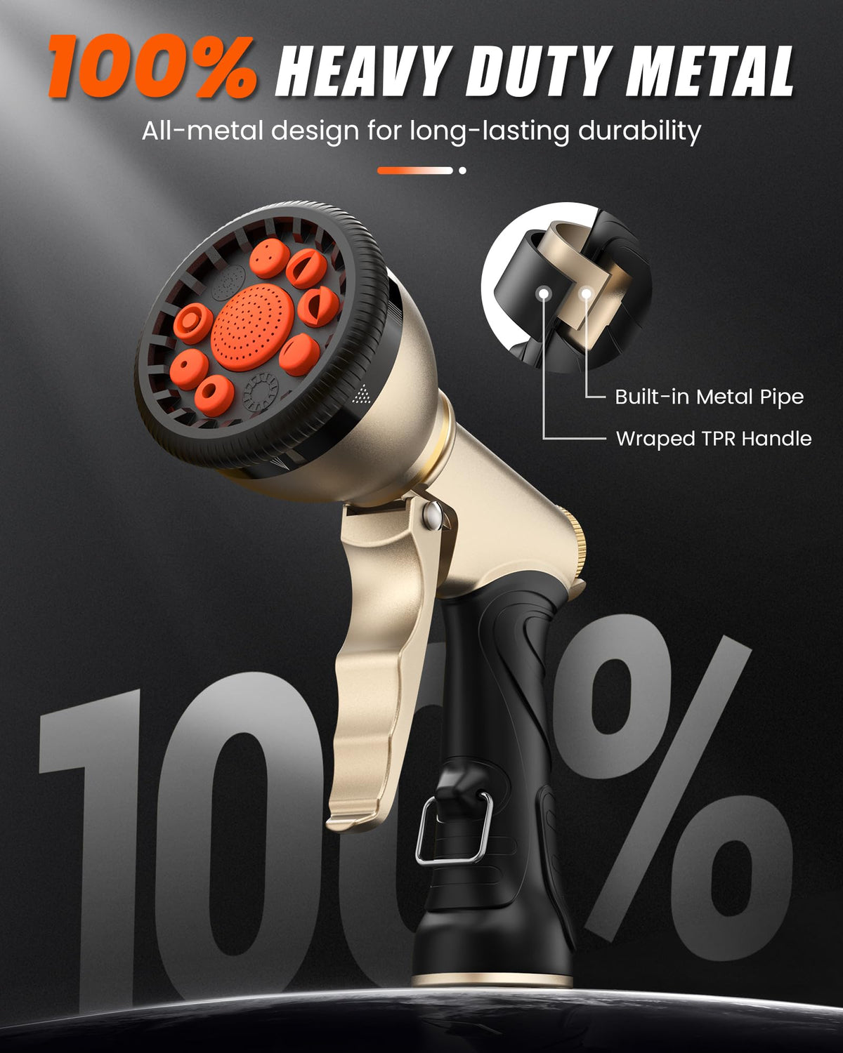 Heavy-duty metal spray nozzle by RAINPOINT designed for durability